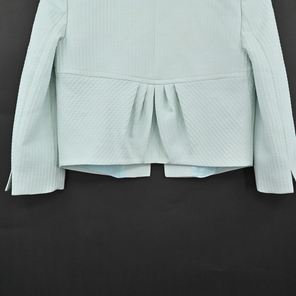 Monica Ricci Womens Textured Blazer Size 4 Light Green Peplum Hem Italy Chic‎ - Picture 14 of 15
